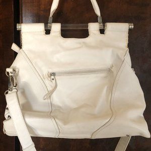LADIES White Leather and Plexy Handbag PREOWNED SHOULDER AND HANDLE BAG